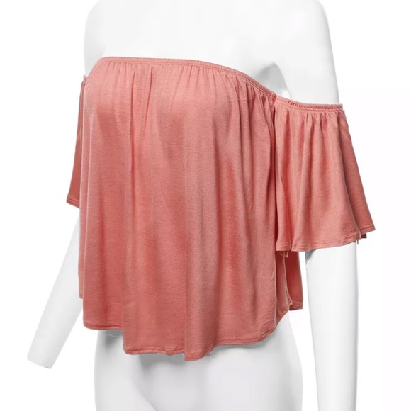 Off shoulder Salmon color ( never wear) NEW - Picture 1 of 3